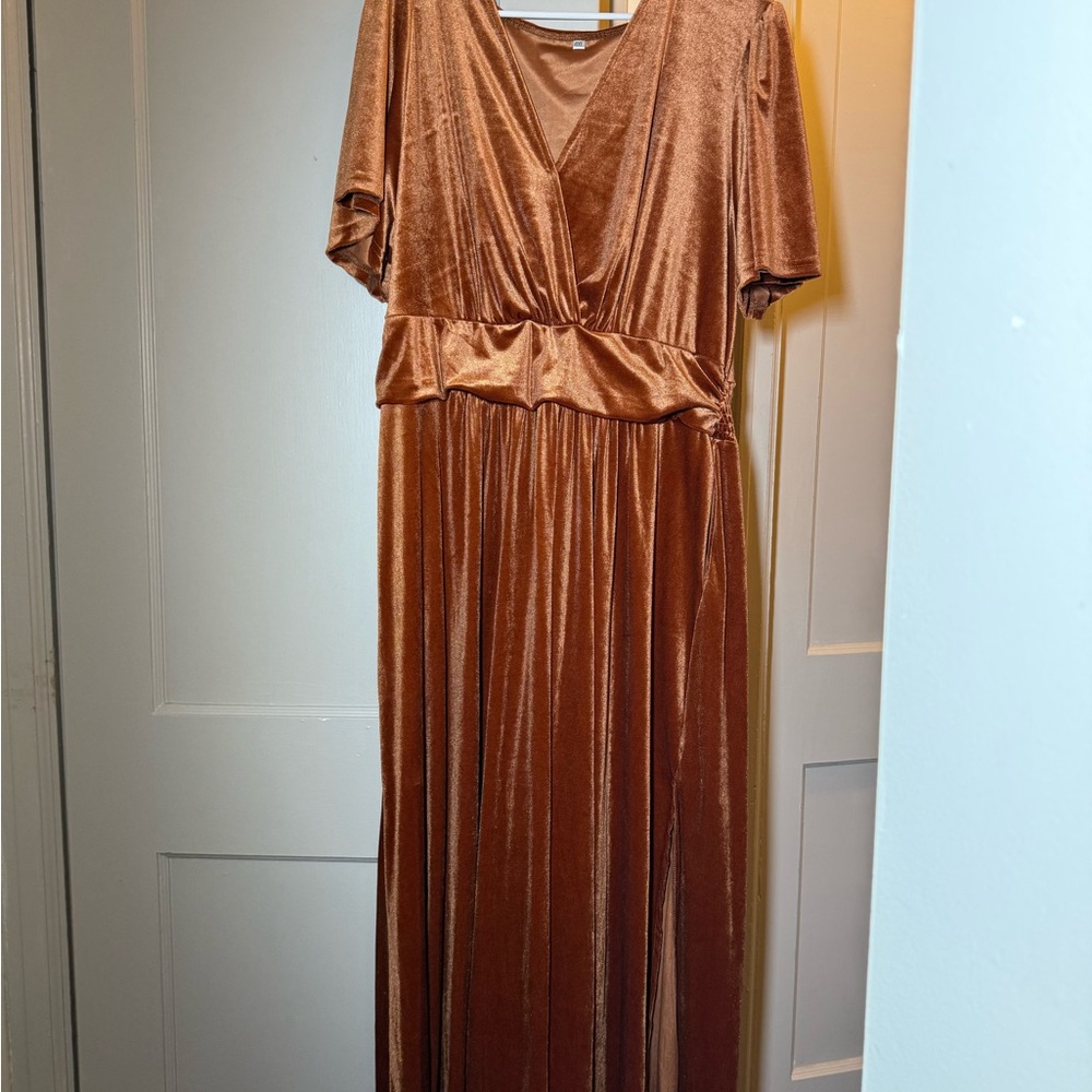 Elegant Brown Velvet Dress